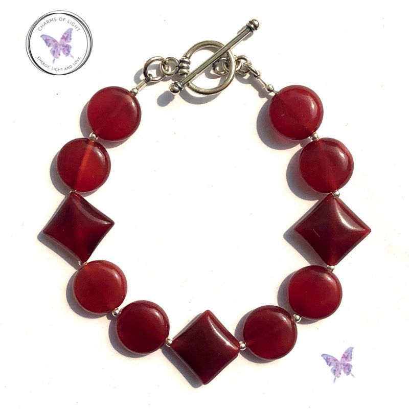 Carnelian Coin & Diamond Bracelet